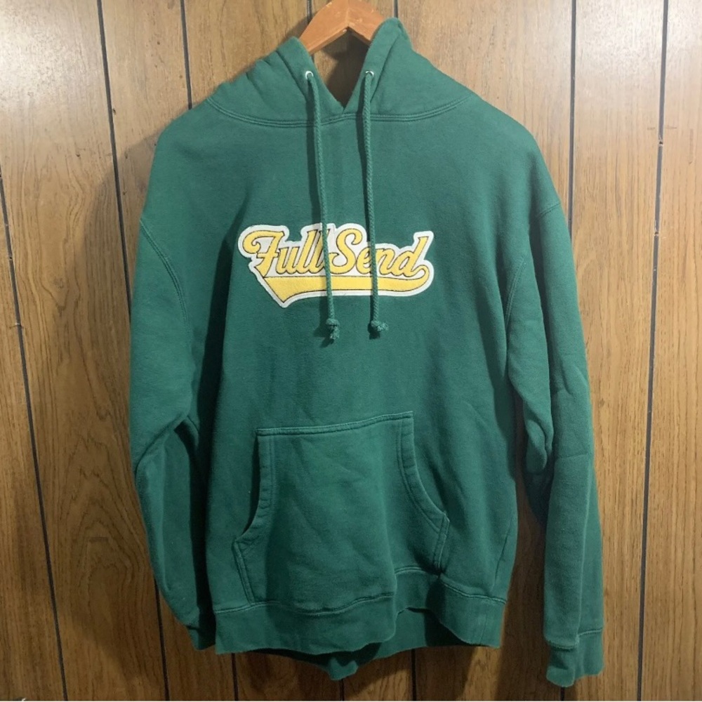 Nelk Boys Full Send Green and Yellow Size Medium Pull Over Hoodie